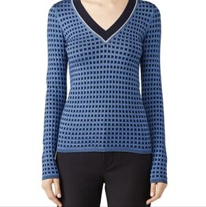 Diane Von Furstenberg Navy and Blue Printed Sweater